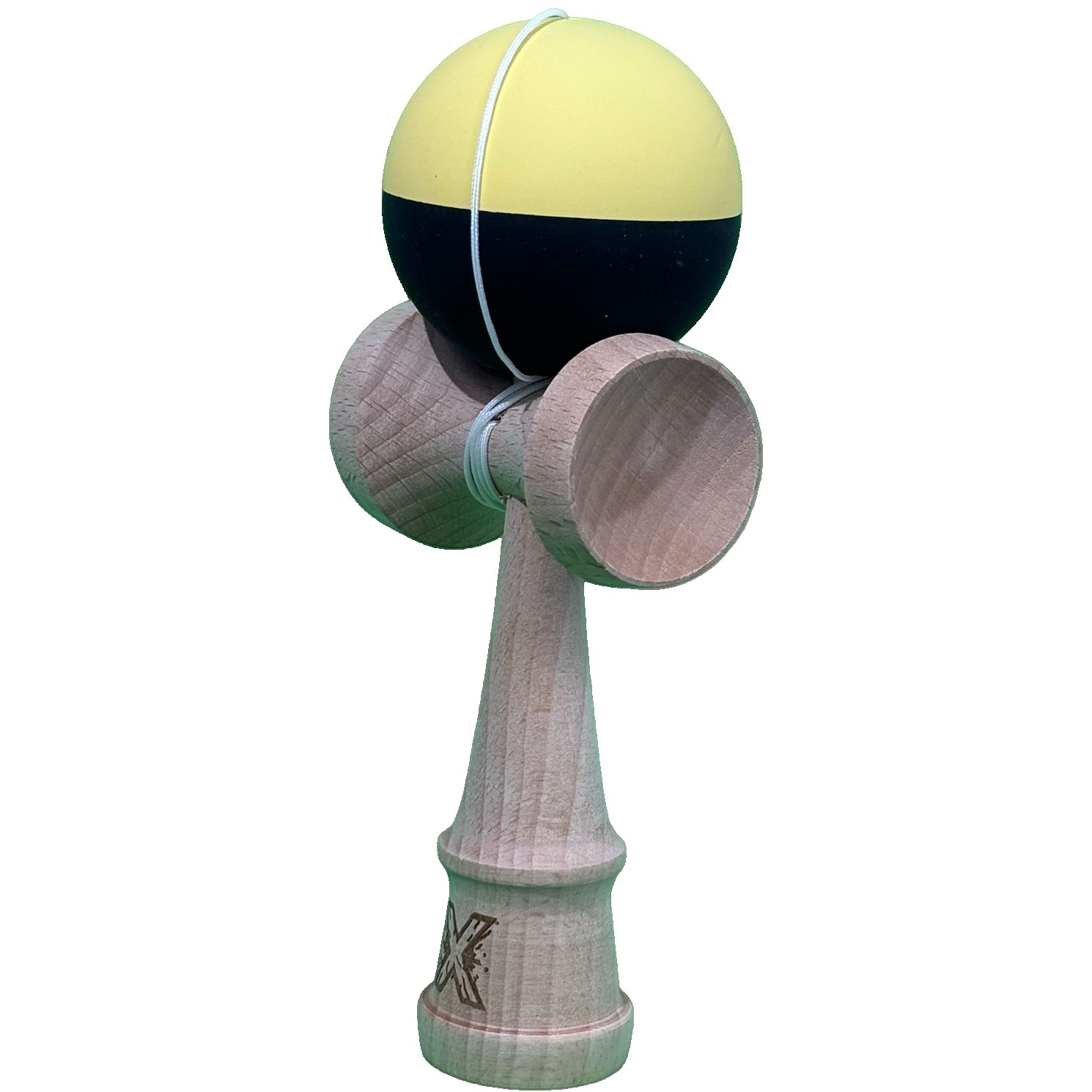 Kendama X Originala, Flippy, 18 cm, Profesionala, +9 Ani, din Lemn, Model 2 Culori, Galben/Negru
