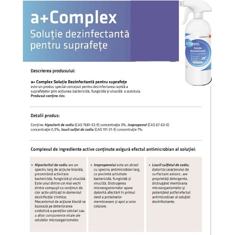 Complex Solutie Dezinfectanta pentru Suprafete 1L