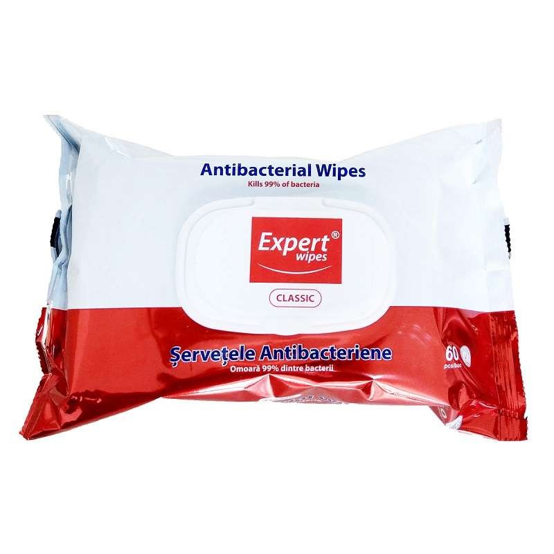 Servetele Umede Antibacteriene Expert Wipes, 60 buc.