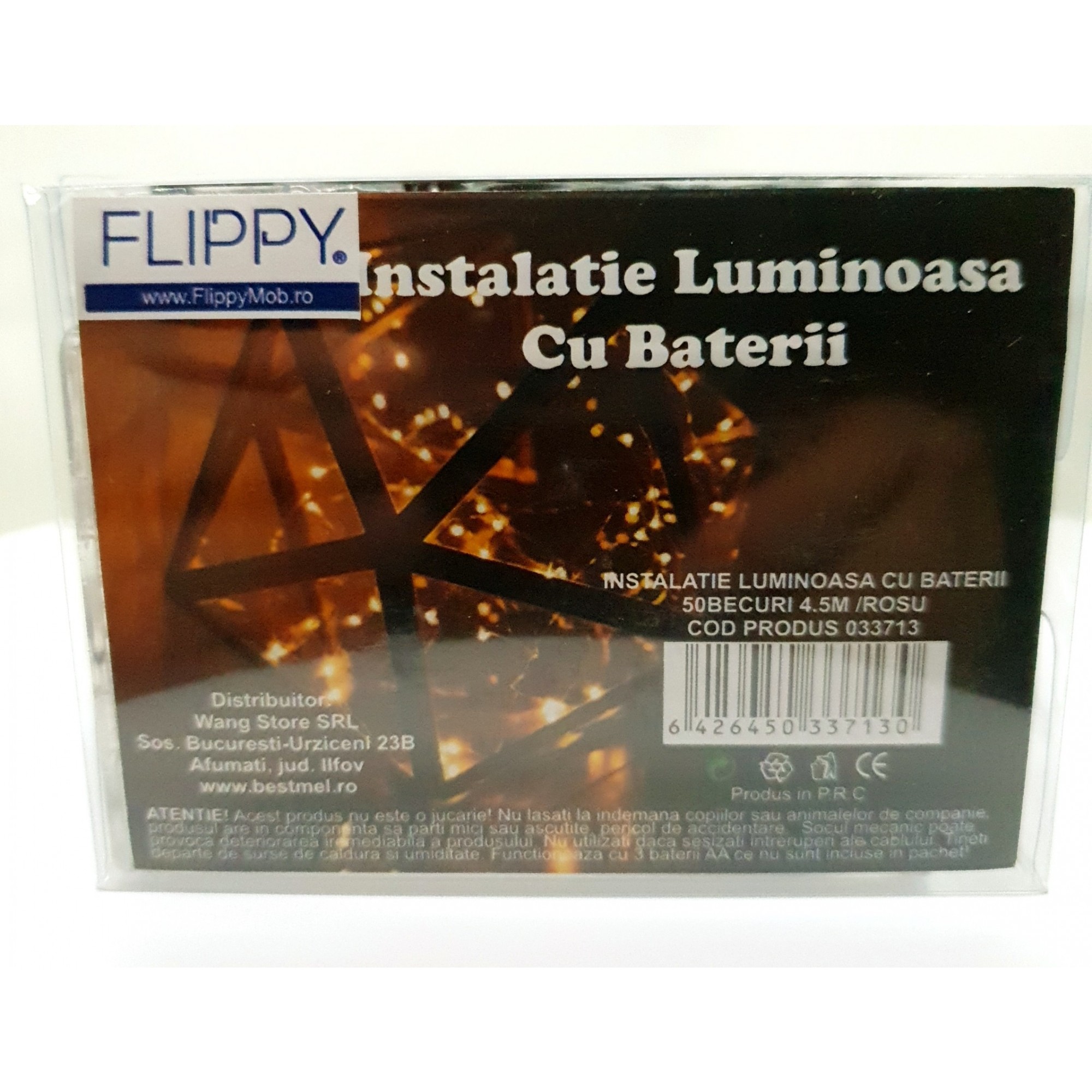 Instalatie de Craciun cu Baterii Fir Negru Tip Sir 4.5 m 50 LED -uri Rosu