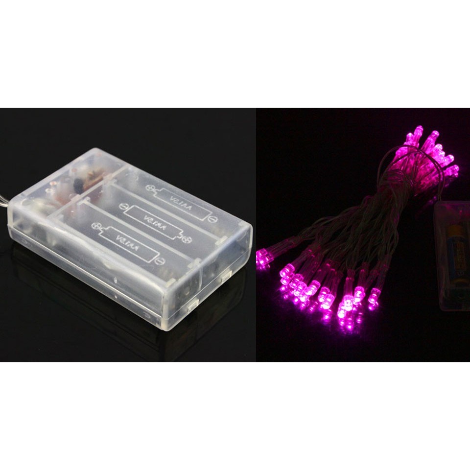 Instalatie de Craciun cu Baterii Fir Transparent Tip Sir 5 m 50 LED -uri Roz