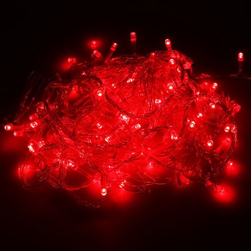 Instalatie de Craciun cu Baterii Fir Transparent Tip Sir 5 m 50 LED -uri Rosu