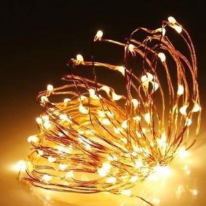 Instalatie de Craciun Tip Sir cu Baterii Fir Cupru 5 m 50 LED -uri Alb Cald