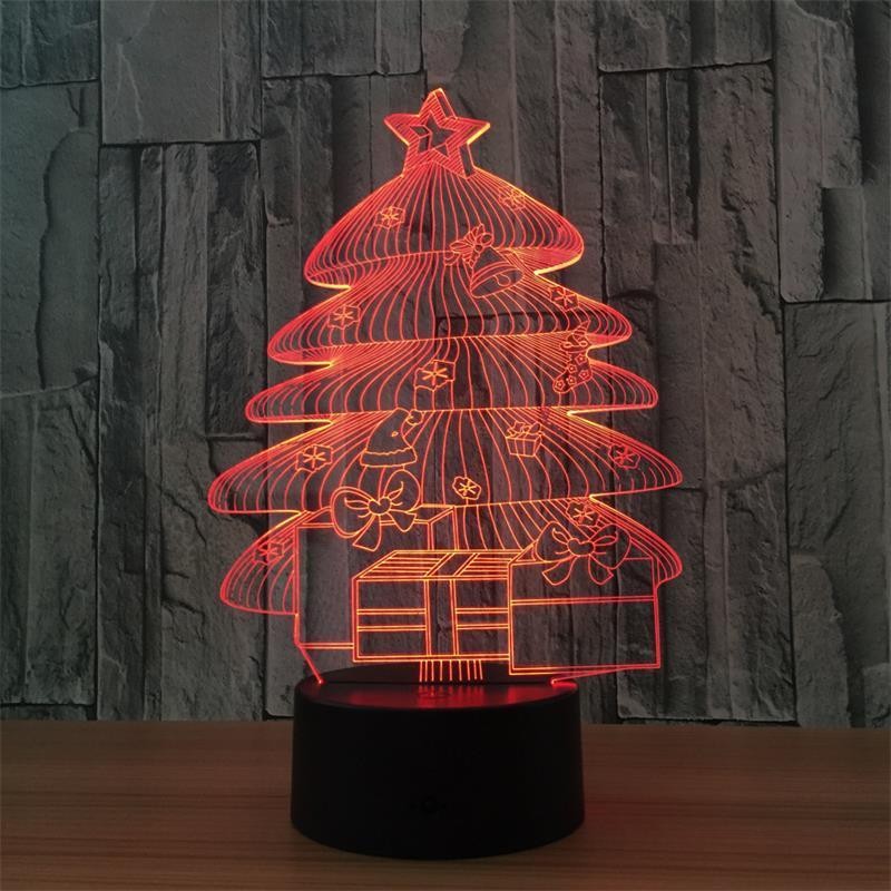 Lampa de Craciun 3D Model cu Baterii/USB Bradut Multicolor