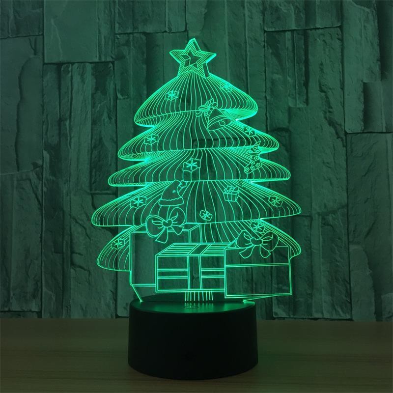 Lampa de Craciun 3D Model cu Baterii/USB Bradut Multicolor