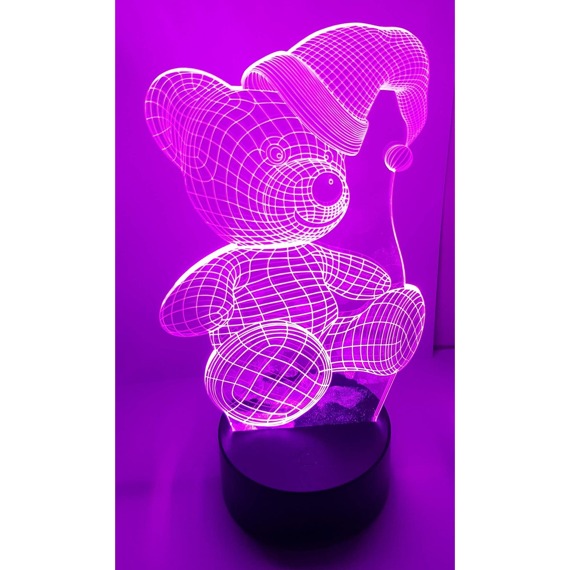 Lampa de Veghe cu Telecomanda si Baterii/USB 3D Model Ursulet Multicolor