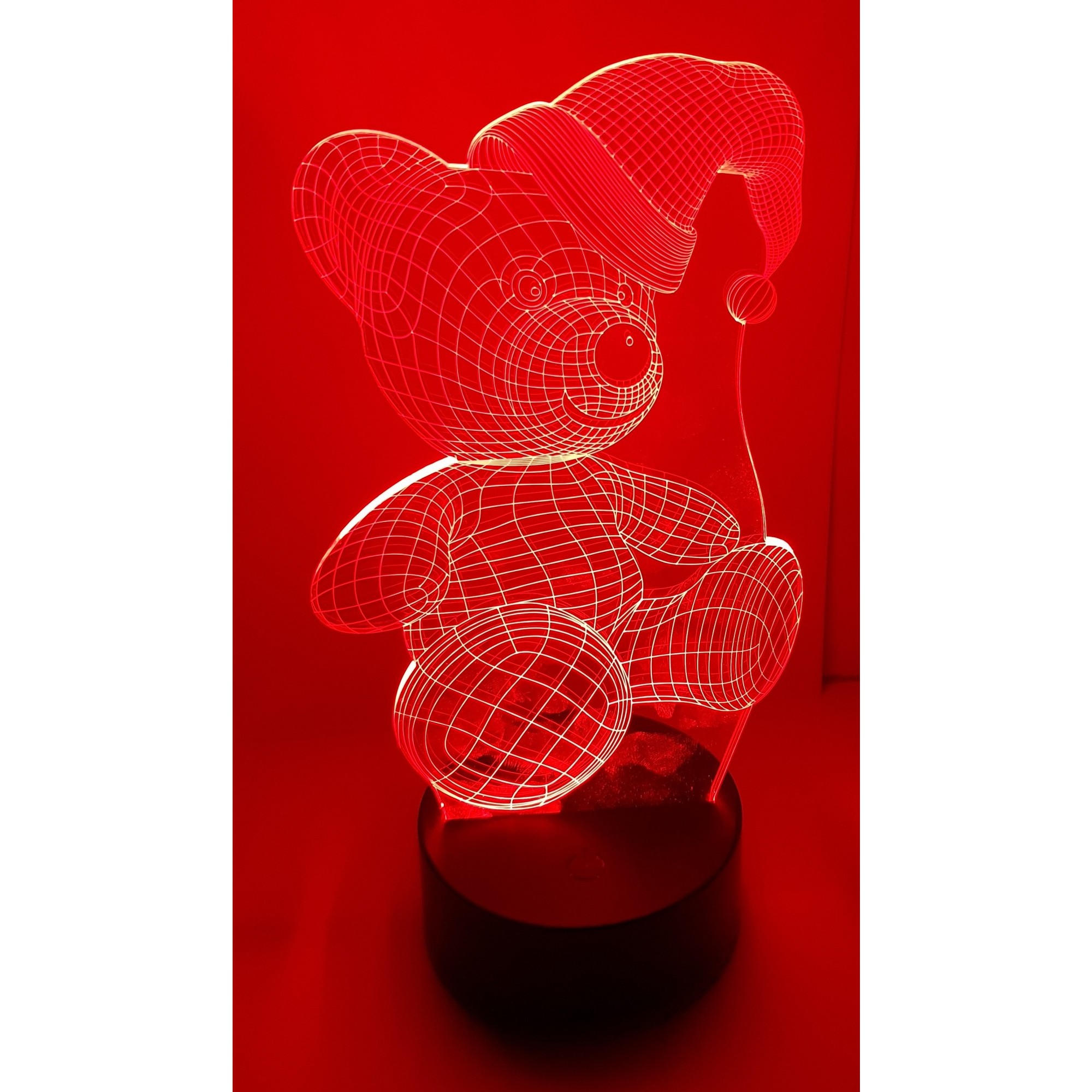 Lampa de Veghe cu Telecomanda si Baterii/USB 3D Model Ursulet Multicolor