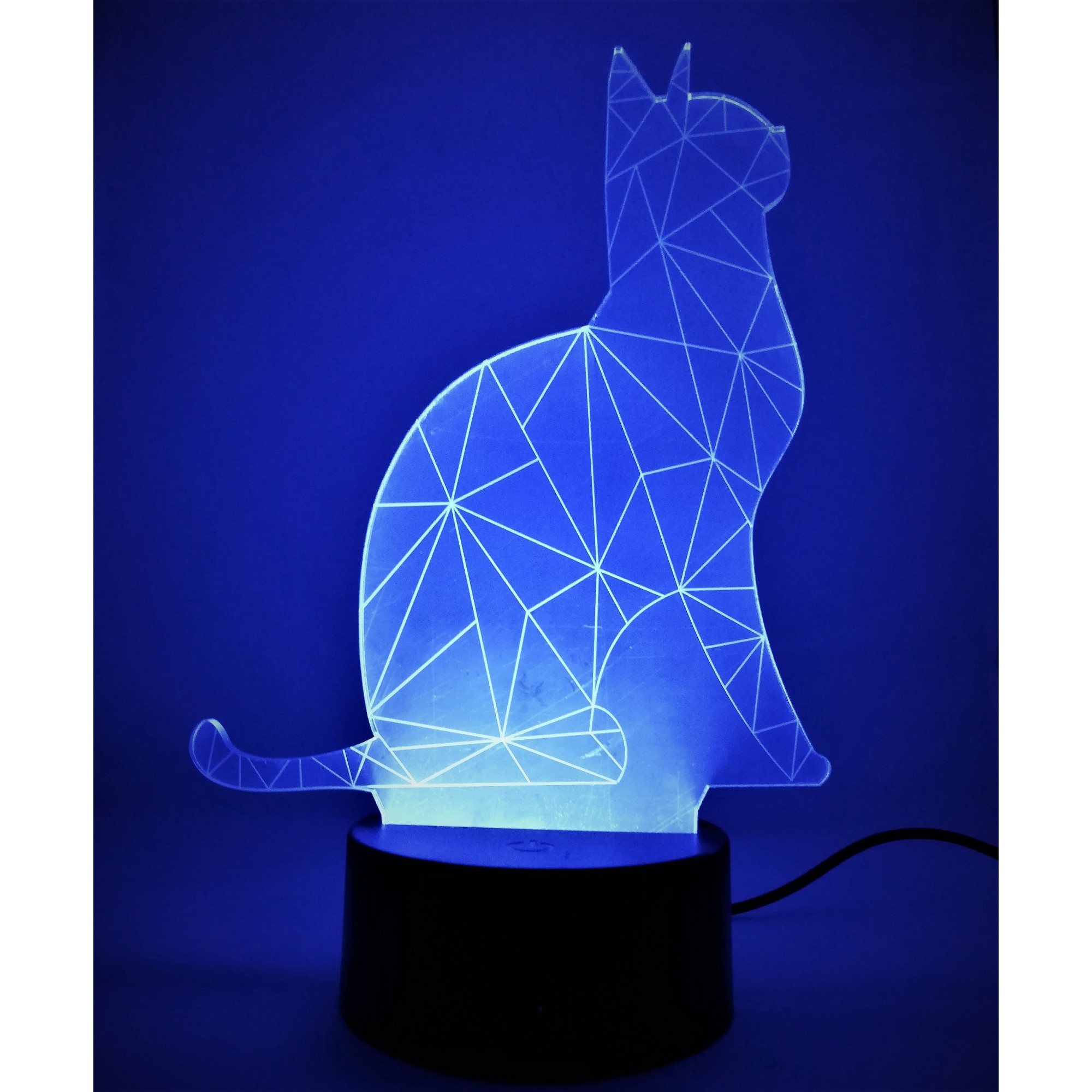 Lampa de Veghe cu Telecomanda si Baterii/USB 3D Model Pisica Multicolor