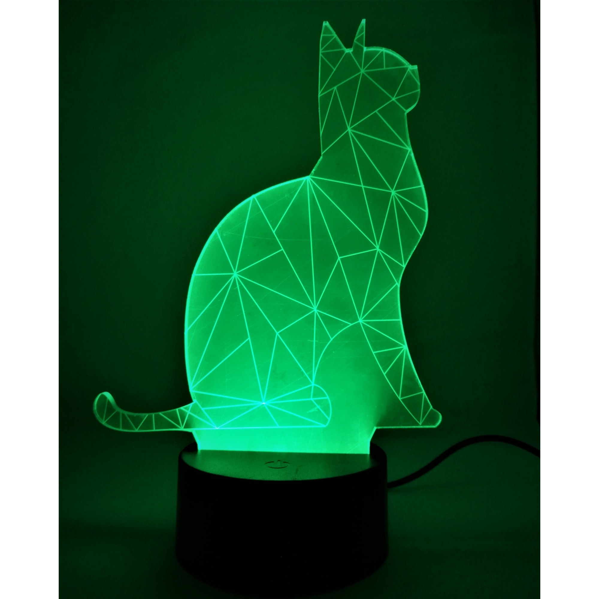 Lampa de Veghe cu Telecomanda si Baterii/USB 3D Model Pisica Multicolor
