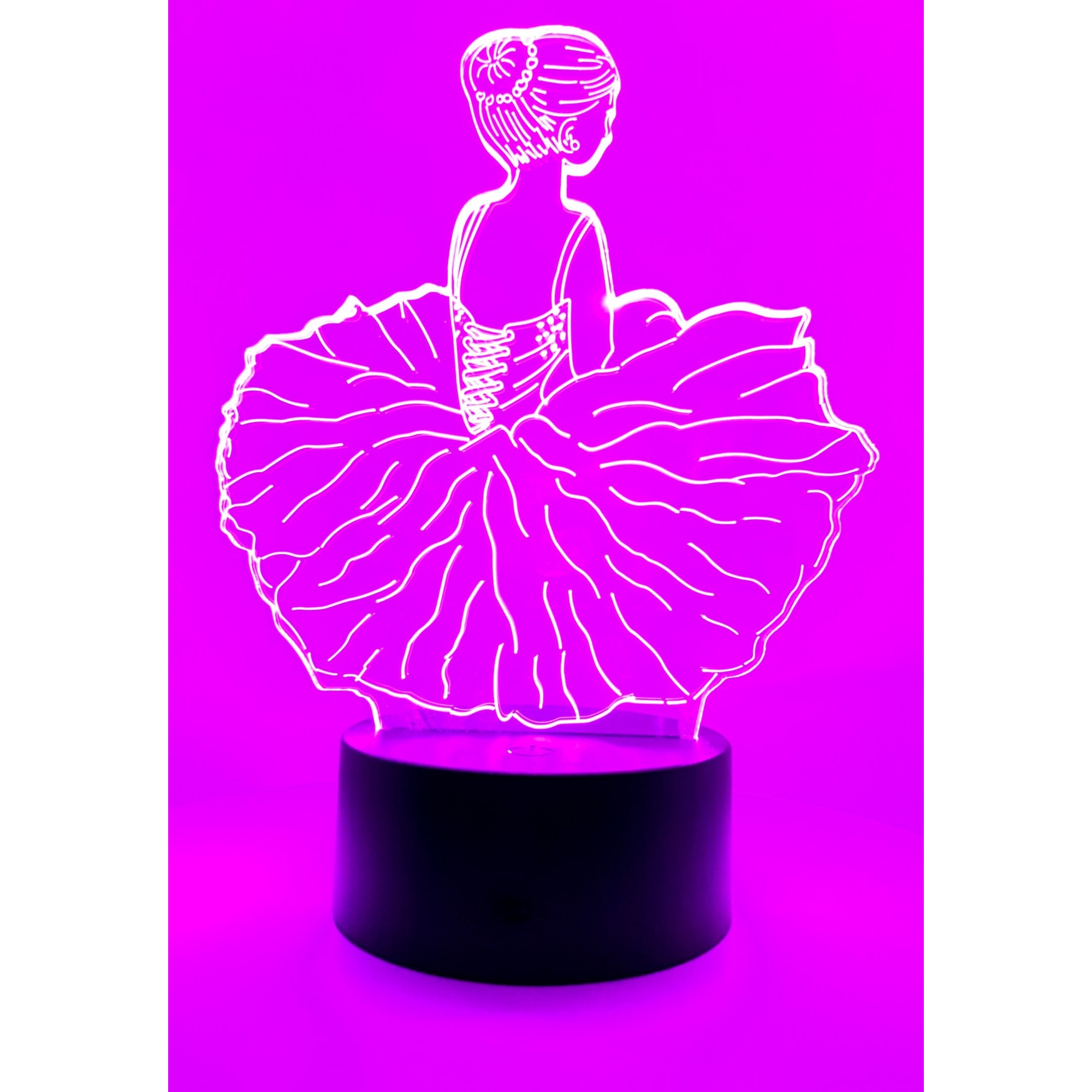 Lampa de Veghe cu Telecomanda si Baterii/USB 3D Model Balerina Multicolor