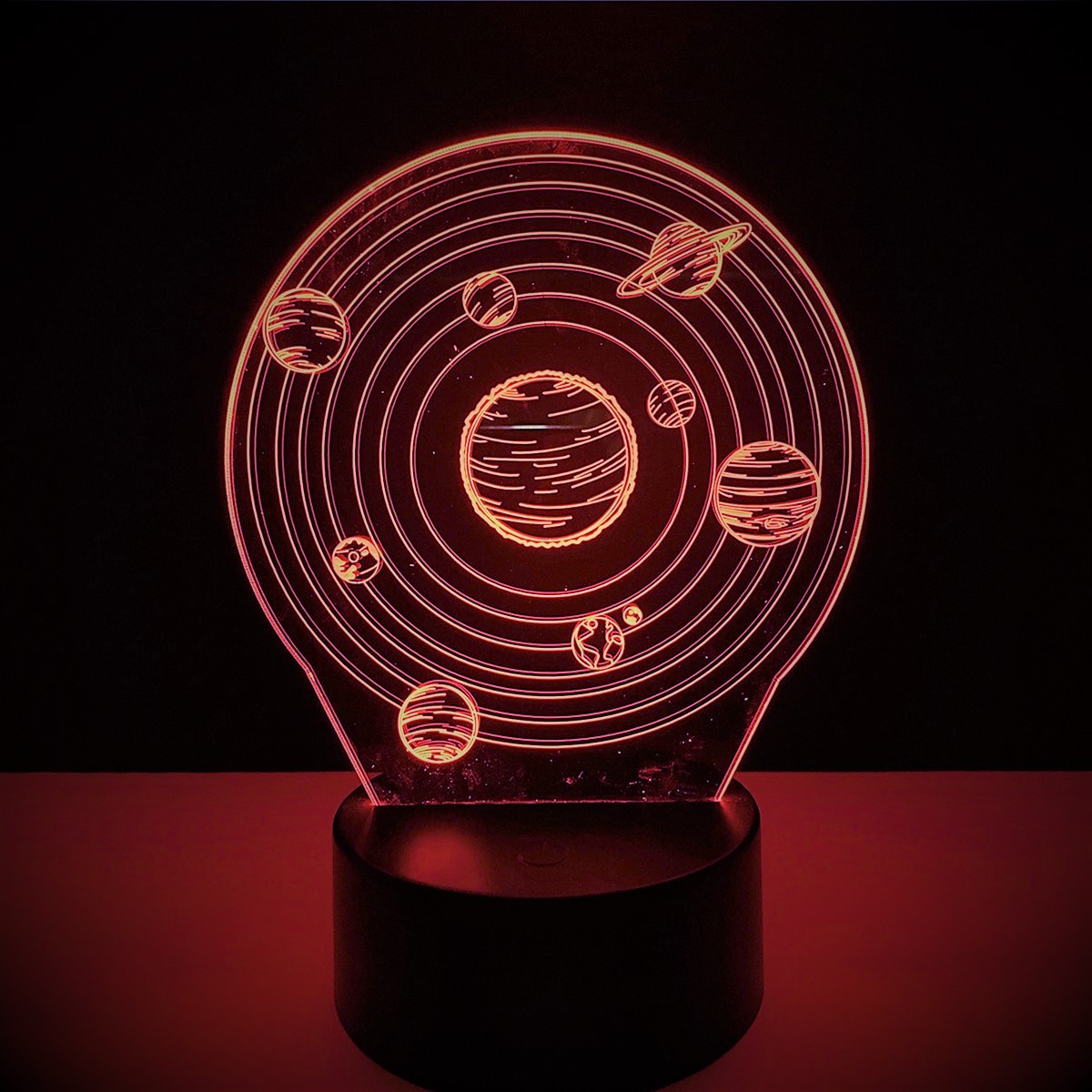 Lampa de Veghe cu Telecomanda si Baterii/USB 3D Model Sistem Solar Multicolor
