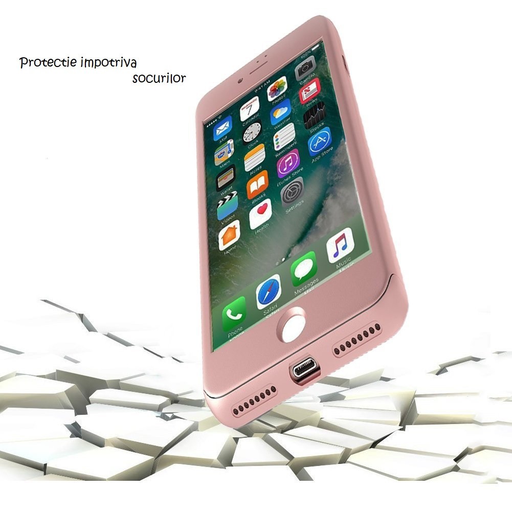 Husa Apple iPhone 7 IPAKY Full Cover 360 Roz Auriu + Folie Cadou