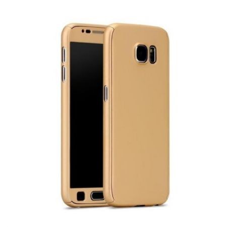 Husa Samsung Galaxy J7 2017 Full Cover 360 Auriu + Folie de protectie