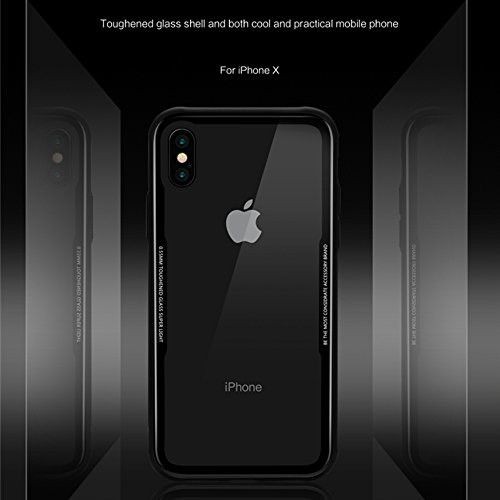 Husa Apple iPhone X Glass Case din sticla cu margini de silicon Negru