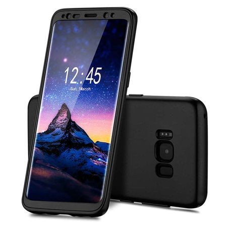 Husa Samsung Galaxy S8 Full Silicone 360 Antisoc Negru + Folie de protectie