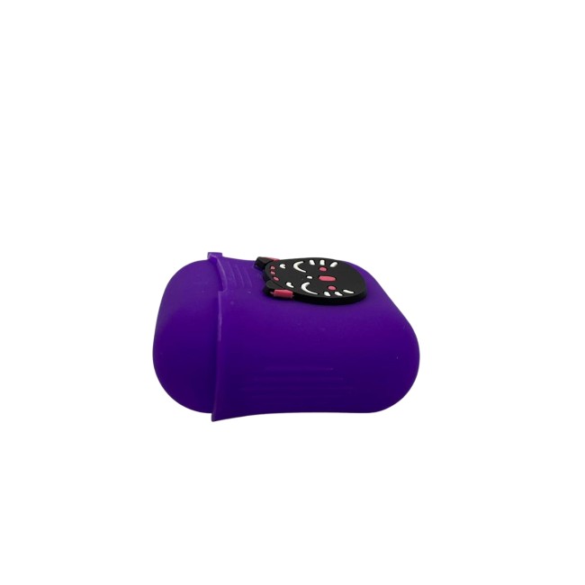 Husa AirPods cu Inel Prindere Mov, Pisica