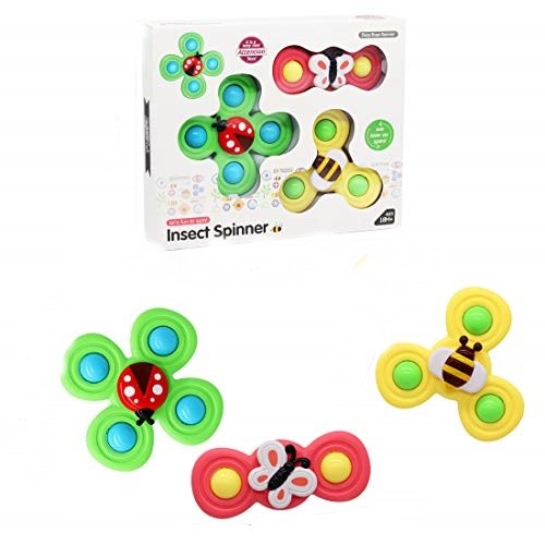 Set 3 Jucarii Spinner pentru copii, Spinimals Albina, Fluture, Buburuza, Multicolor