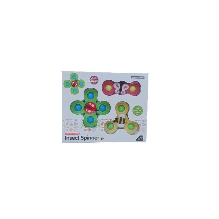 Set 3 Jucarii Spinner pentru copii, Spinimals Albina, Fluture, Buburuza, Multicolor