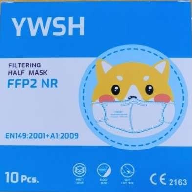 Set 50 bucati Masca de protectie faciala pentru copii, Flippy®️, de unica folosinta, FFP2 CE 2163, 5 straturi, nesterila, ambalaj individual, Copii, Alb