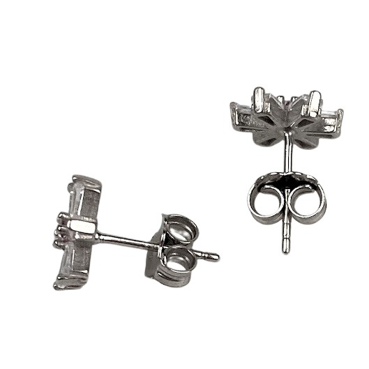 Cercei Argint 925, Floare cu Zirconii Roz
