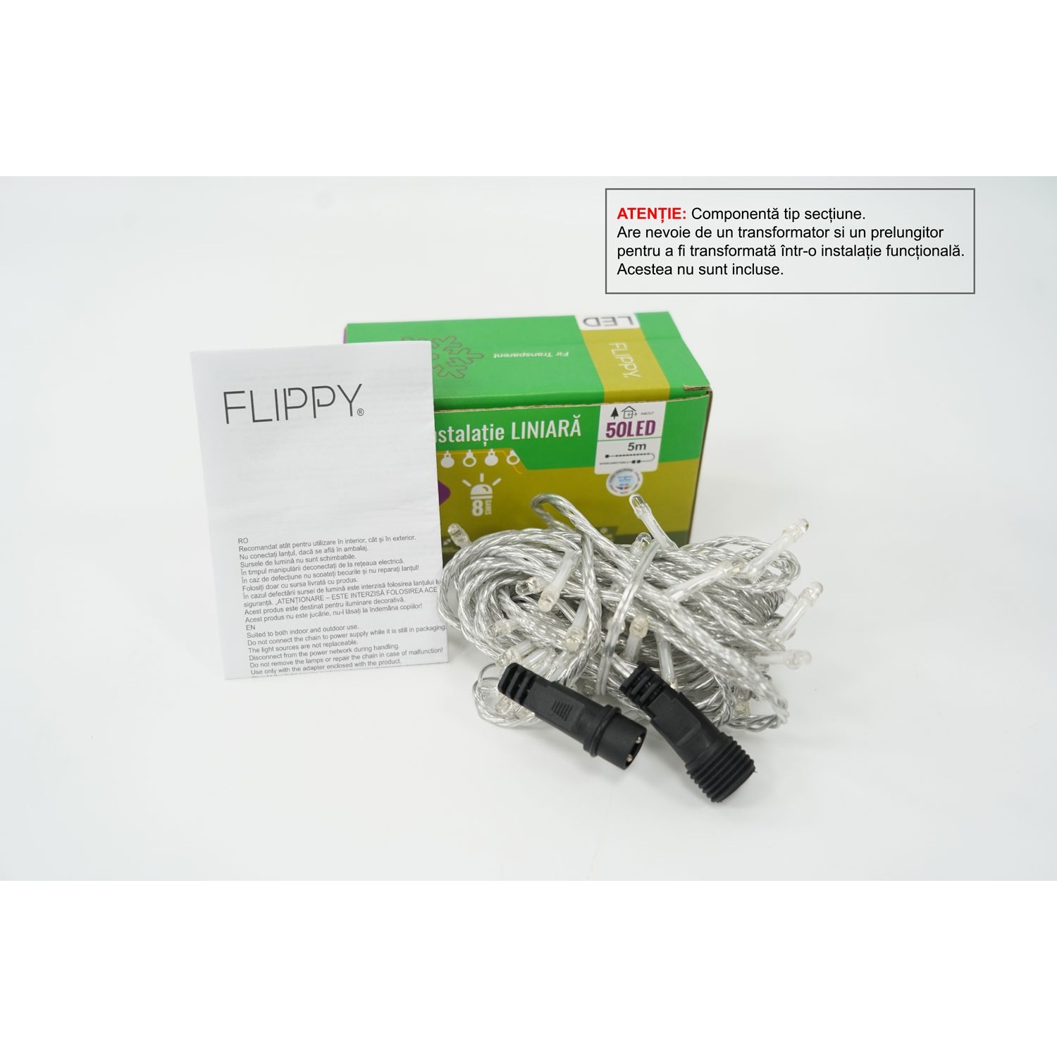 Instalatie de Craciun Tip Liniar, 8 jocuri de lumini, Fir Transparent, 5 m, 50 LED -uri, Rosu-Albastru/Rosu-Verde