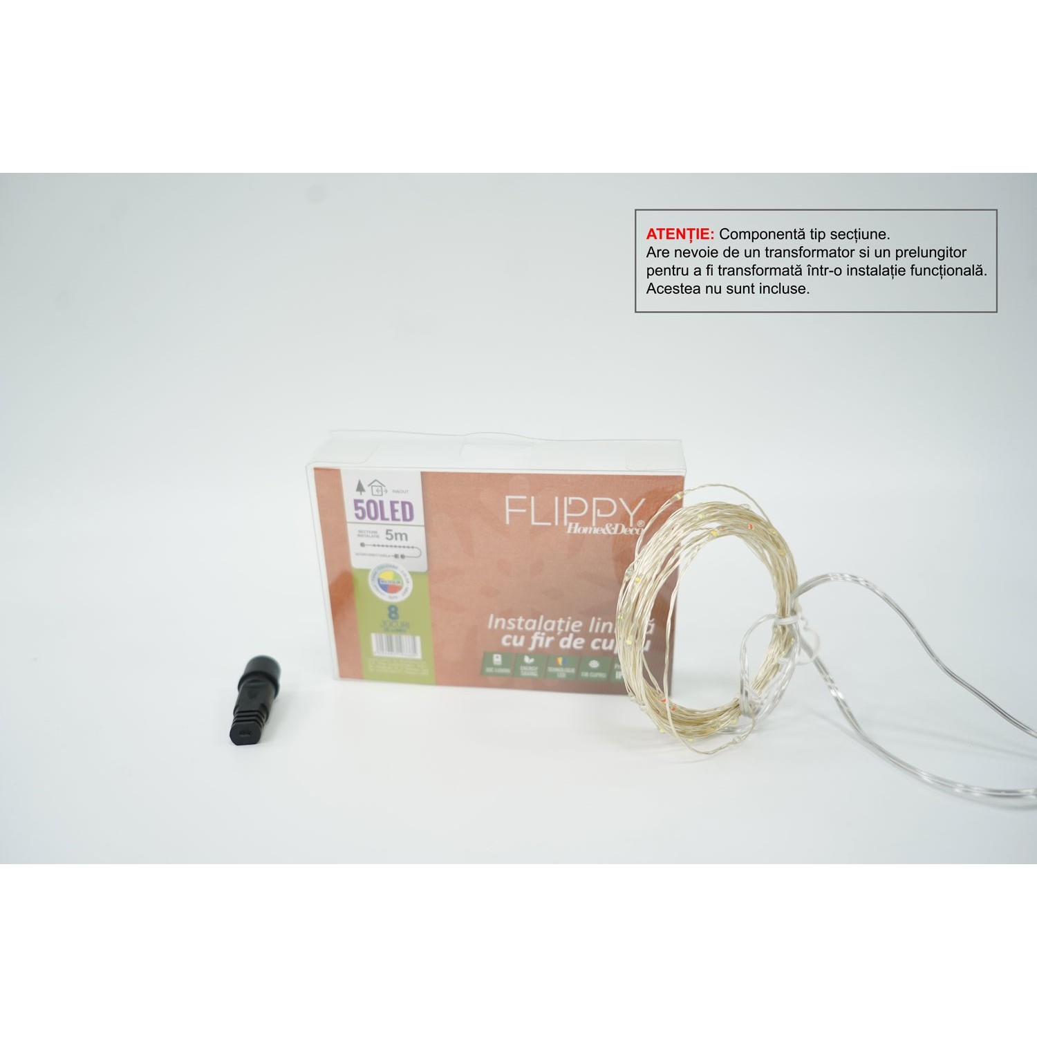 Instalatie de Craciun Tip Liniar, 8 jocuri de lumini, Fir Cupru, 5 m, 50 LED -uri, Multicolor