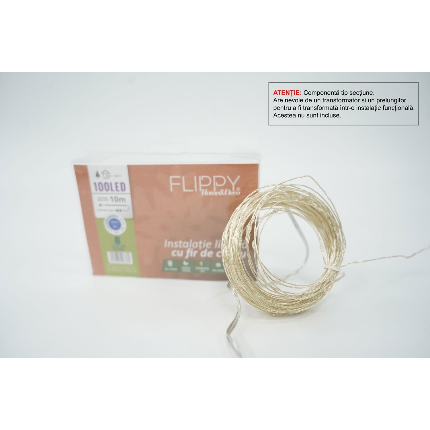 Instalatie de Craciun Tip Liniar, 8 jocuri de lumini, Fir Cupru, 10 m, 100 LED -uri, Albastru