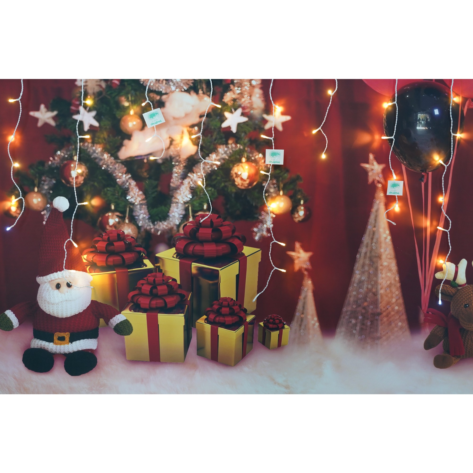 Instalatie de Craciun Flippy® Tip Turturi, Franjuri cu Flash, Sectiune 3 m, 96 LED-uri, Interconectabila, Fir Alb, Alb Cald, Atentie ! Necesita Alimentator 31 V, Cod:11419