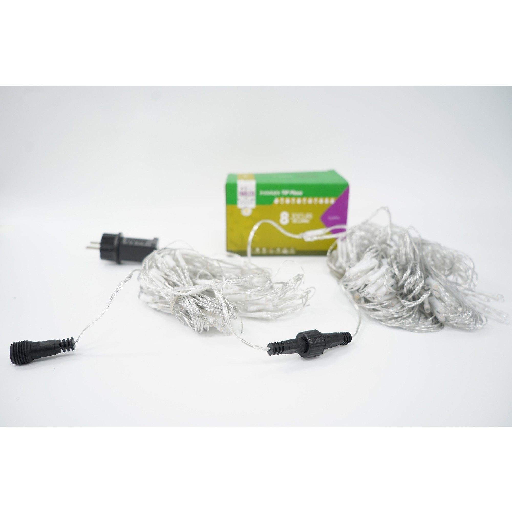 Sectiune Instalatie de Craciun , Tip Plasa, 160 LED-uri, 2 m x 2 m, 8 jocuri de lumini, Interconectabila, Fir transparent, Alb cald 4