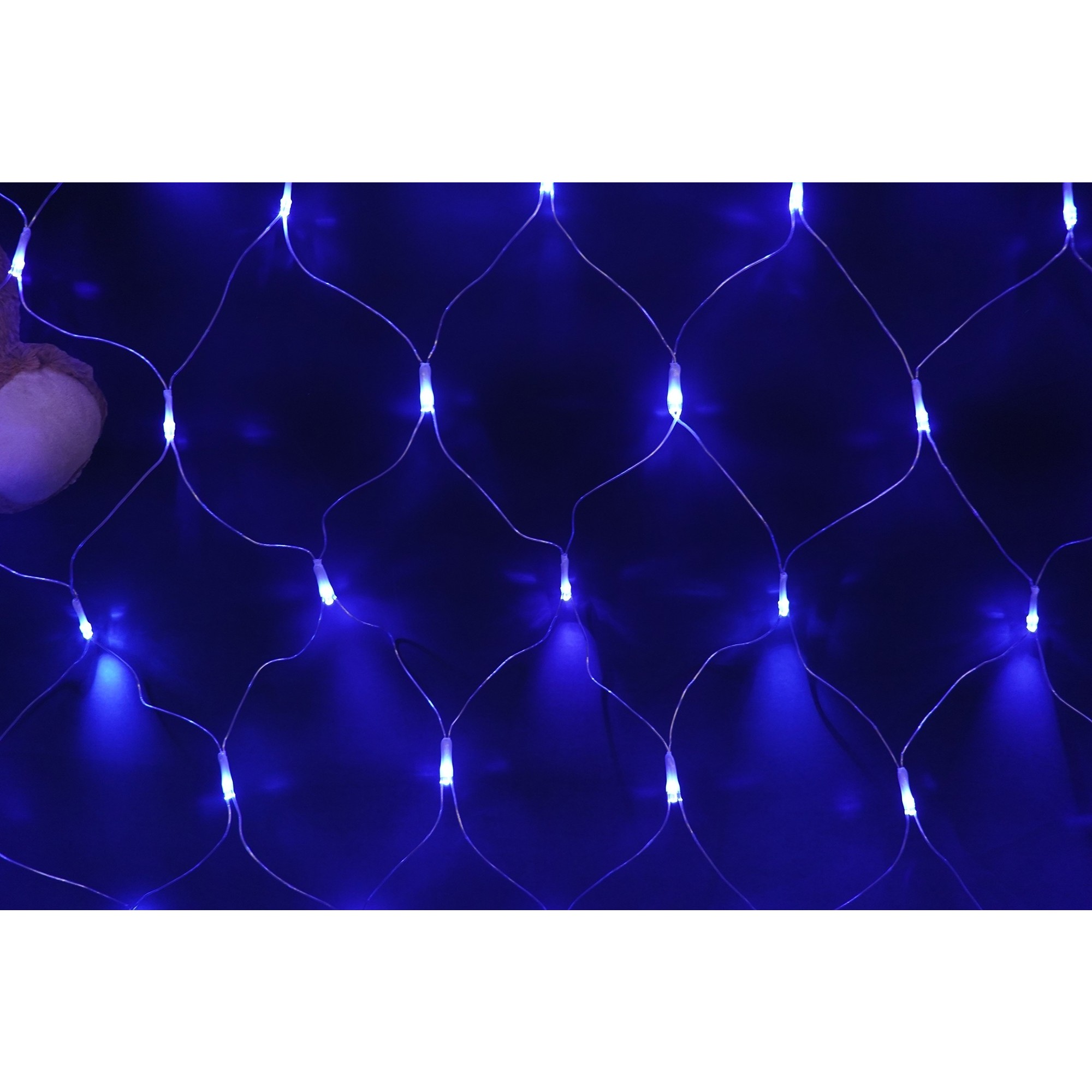 Sectiune Instalatie de Craciun , Tip Plasa, 160 LED-uri, 2 m x 2 m, 8 jocuri de lumini, Interconectabila, Fir transparent, Albastru 3