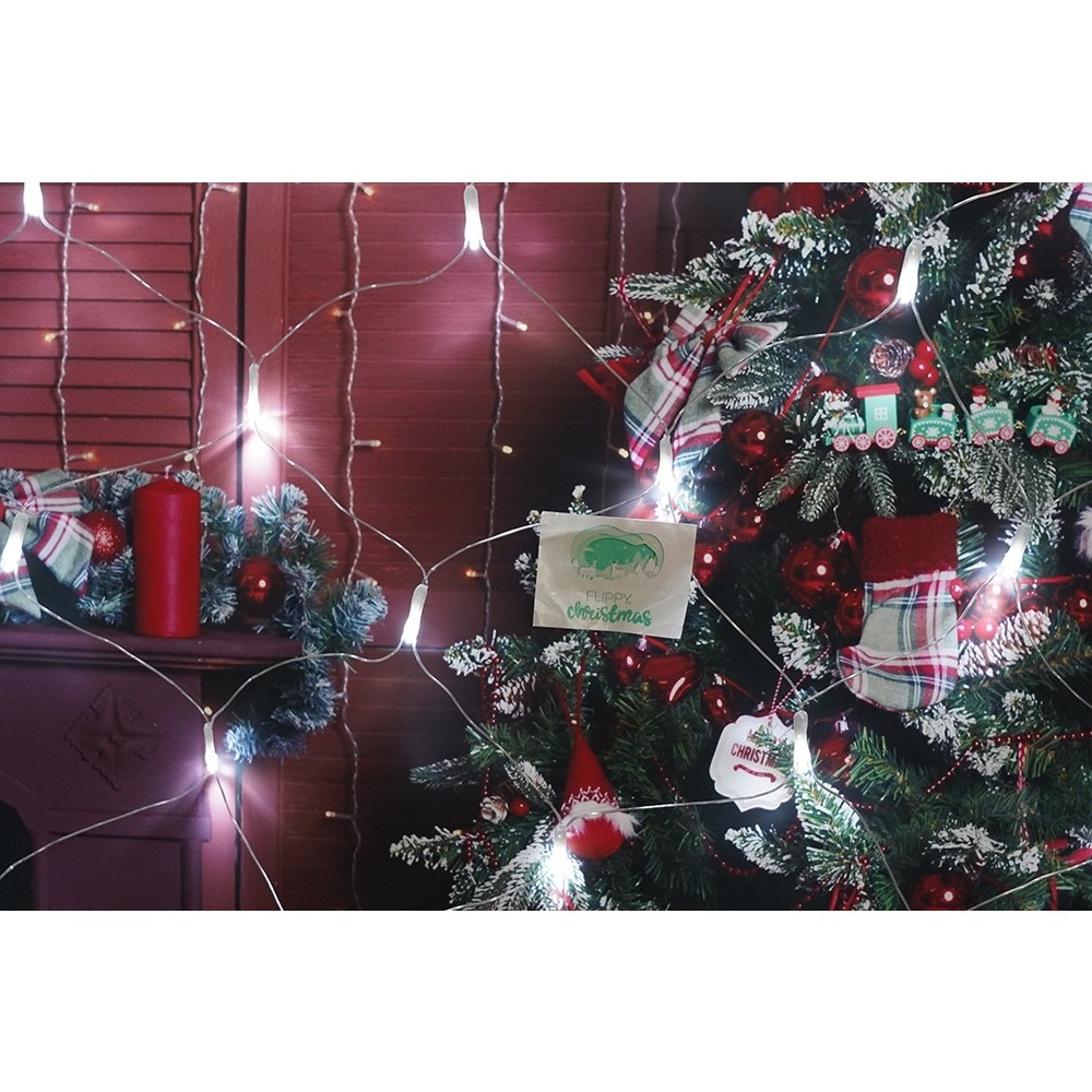 Sectiune Instalatie de Craciun , Tip Plasa, 80 LED-uri, 2 m x 1 m, 8 jocuri de lumini, Interconectabila, Fir transparent, Alb rece 4