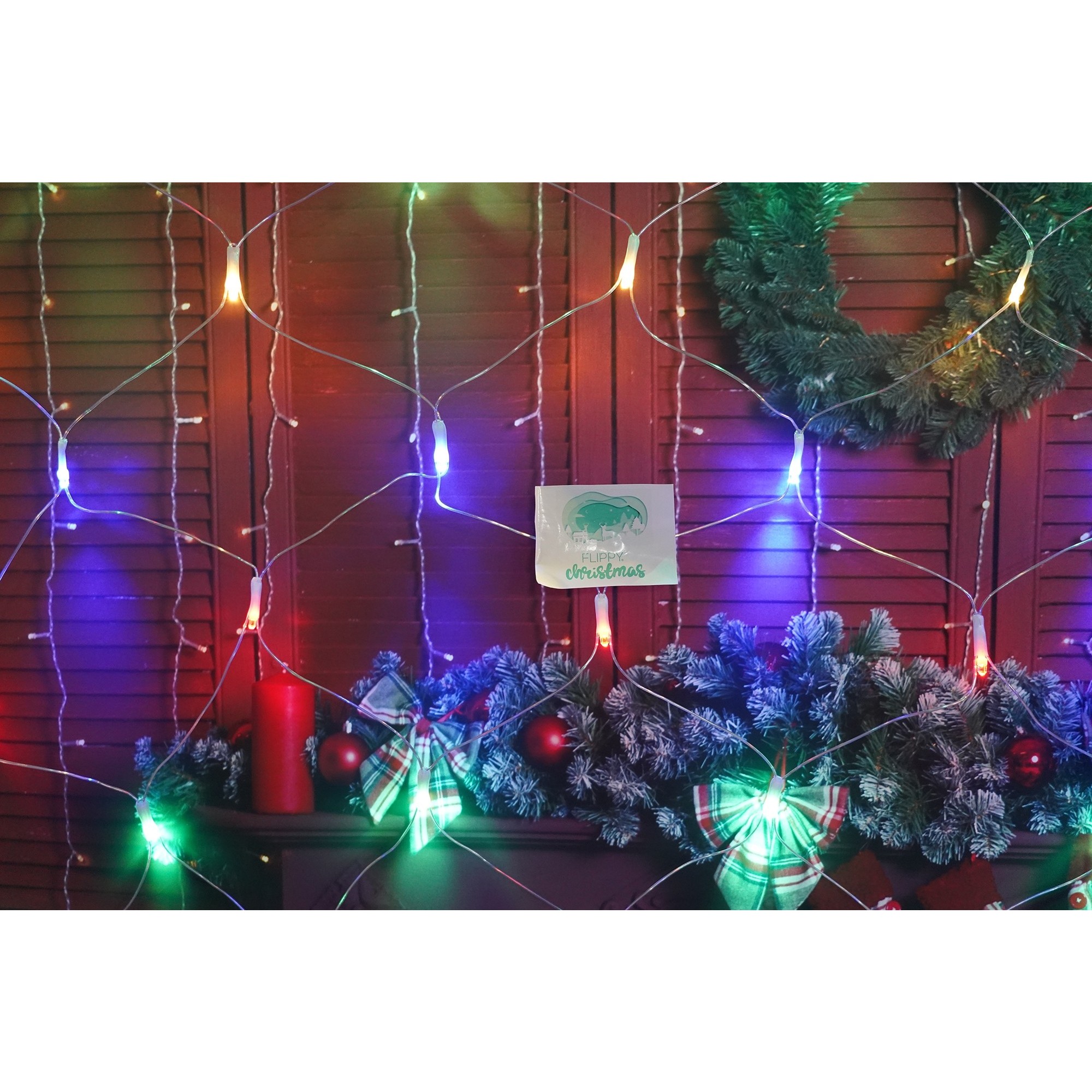 Sectiune Instalatie de Craciun , Tip Plasa, 80 LED-uri, 2 m x 1 m, 8 jocuri de lumini, Interconectabila, Fir transparent, Multicolor 2