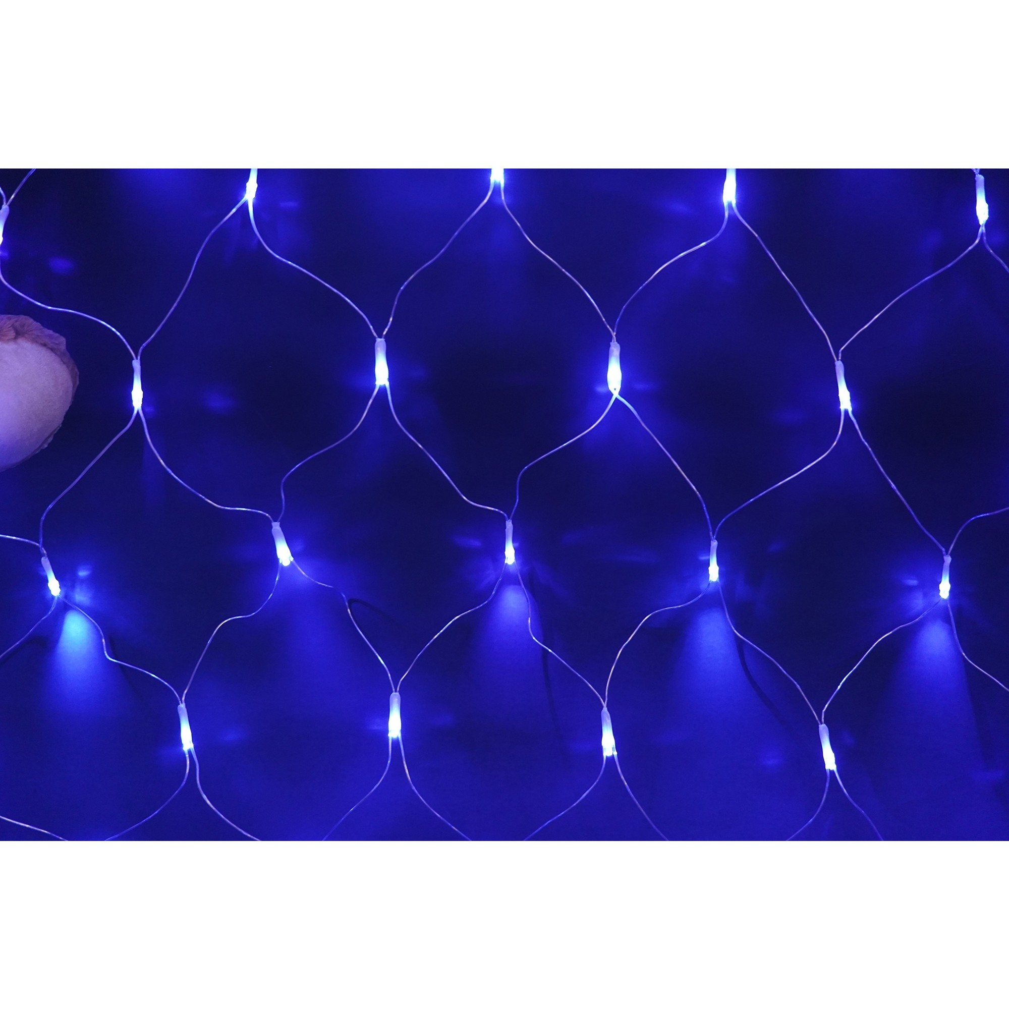 Sectiune Instalatie de Craciun , Tip Plasa, 80 LED-uri, 2 m x 1 m, 8 jocuri de lumini, Interconectabila, Fir transparent, Albastru 3