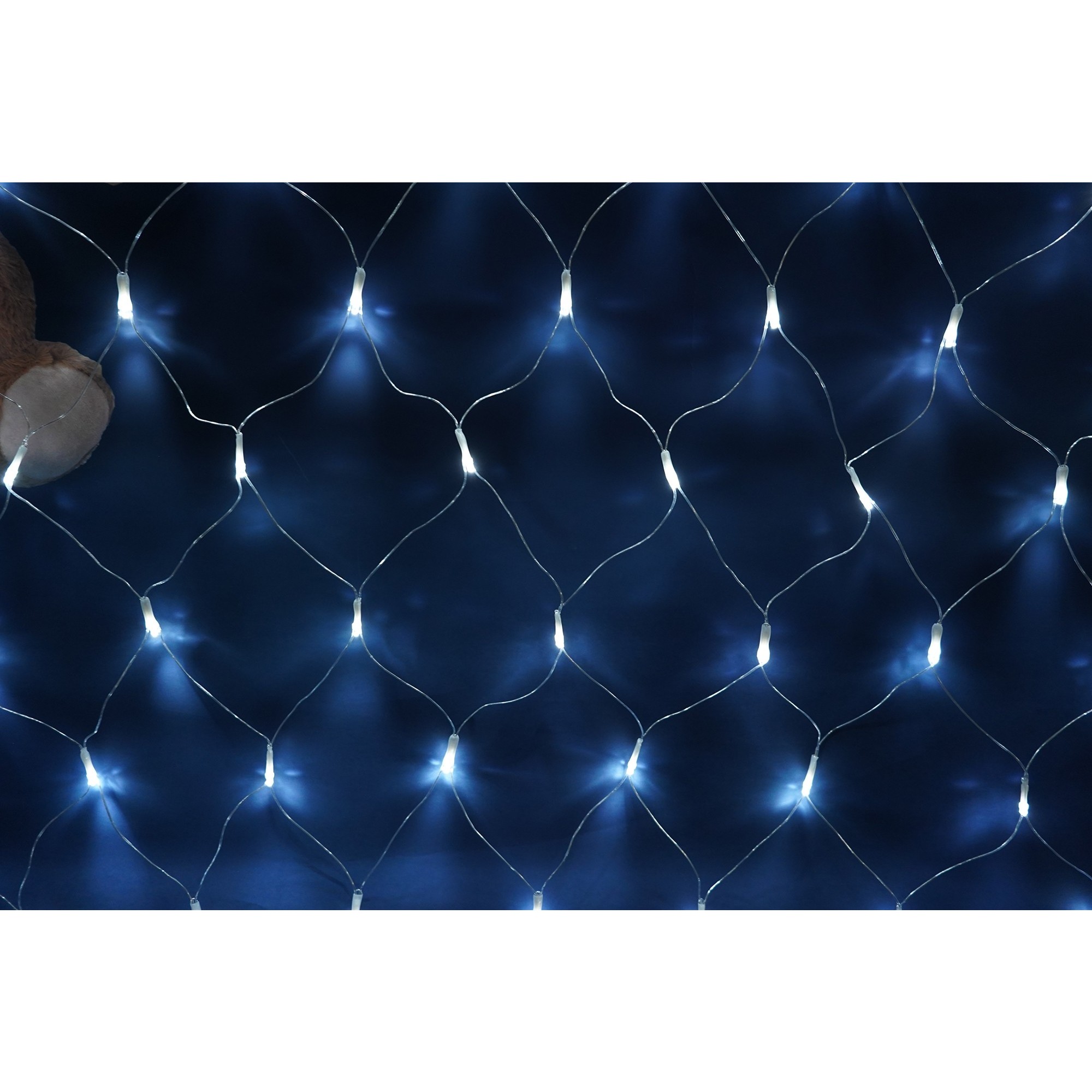 Sectiune Instalatie de Craciun , Tip Plasa, 320 LED-uri, 3 m x 3 m, 8 jocuri de lumini, Interconectabila, Fir transparent, Alb rece 3