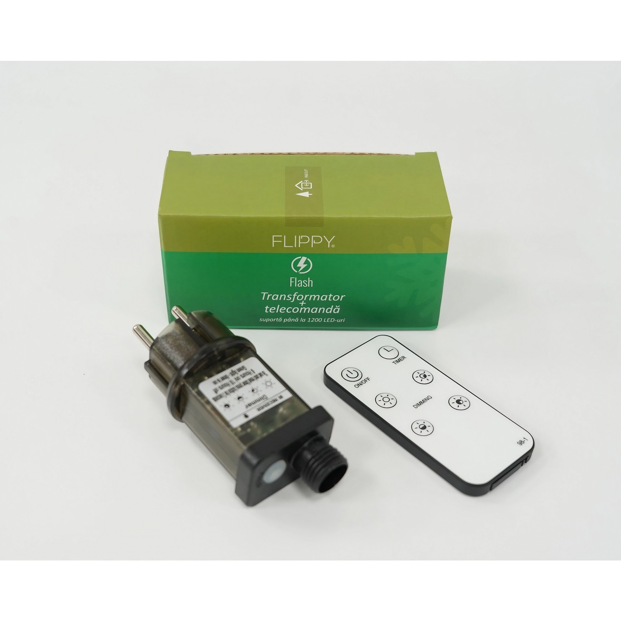 Transformator cu Telecomanda Inclusa, Flippy, Flash, pentru Instalatii Luminioase LED, Suporta pana la 1200 LED-uri, 31 v, Negru