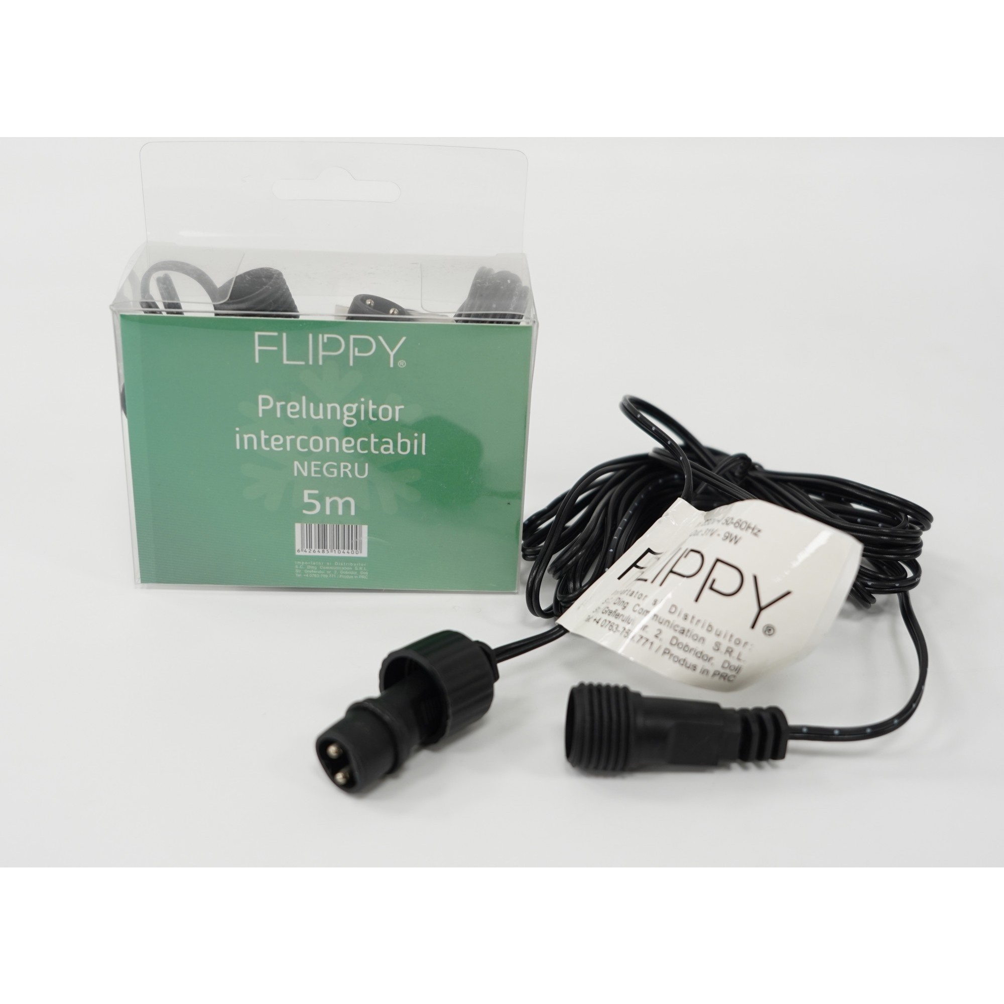 Prelungitor Interconectabil pentru Instalatie, Lungime 5 m, Fir Negru