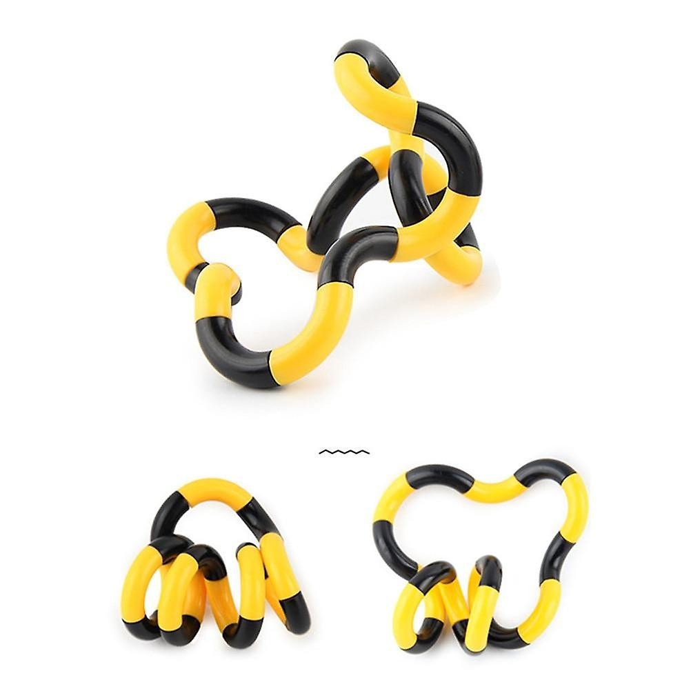 Jucarie senzoriala antistres, Fidget Twist cu miscari infinite de decompresie, Galben/Negru