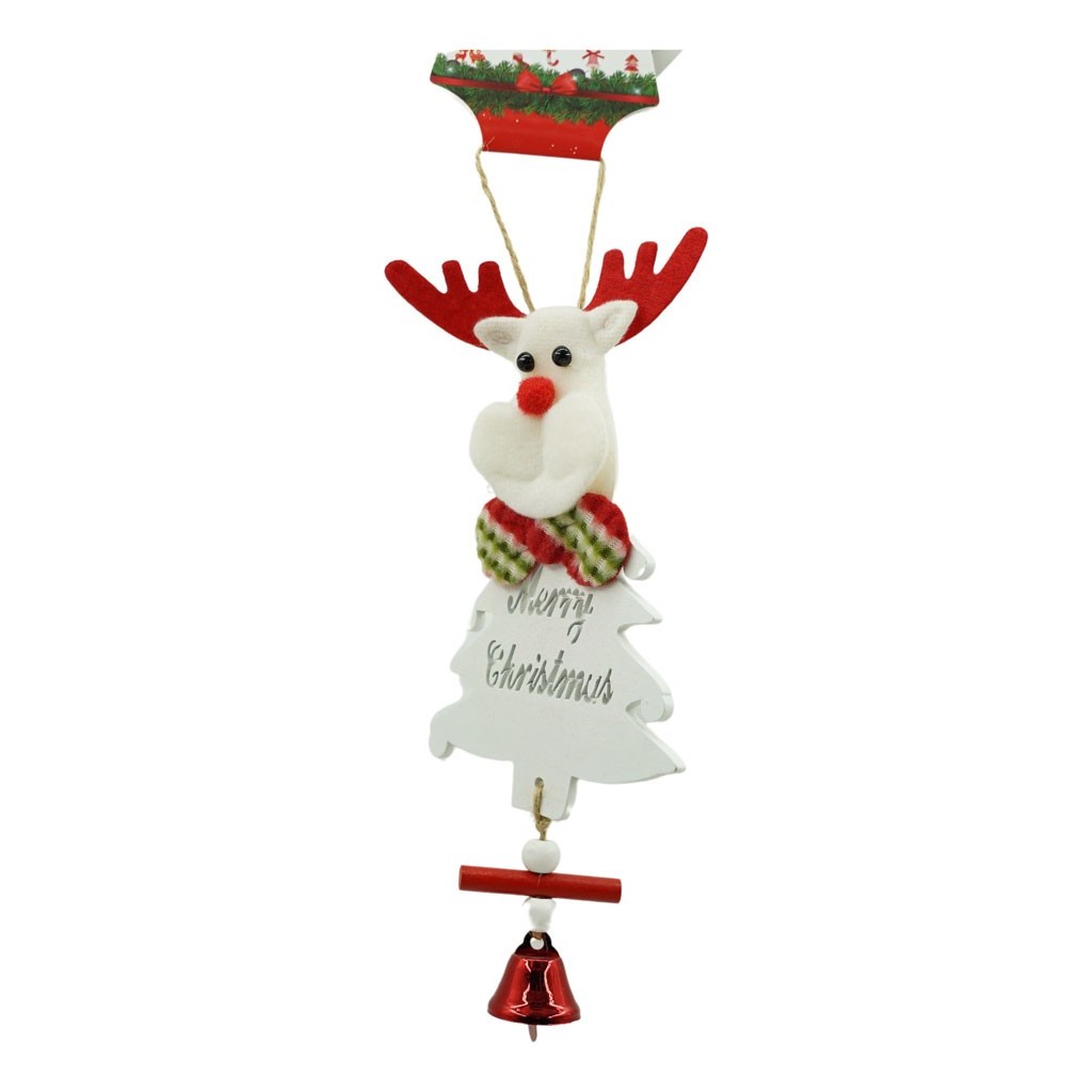 Ornament de brad ren, Flippy, alb, lemn, 20 cm