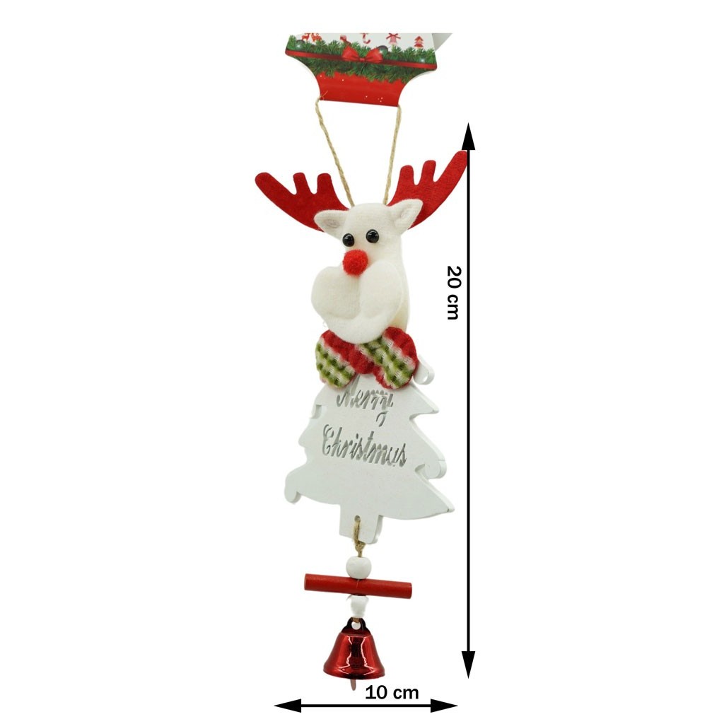 Ornament de brad ren, Flippy, alb, lemn, 20 cm