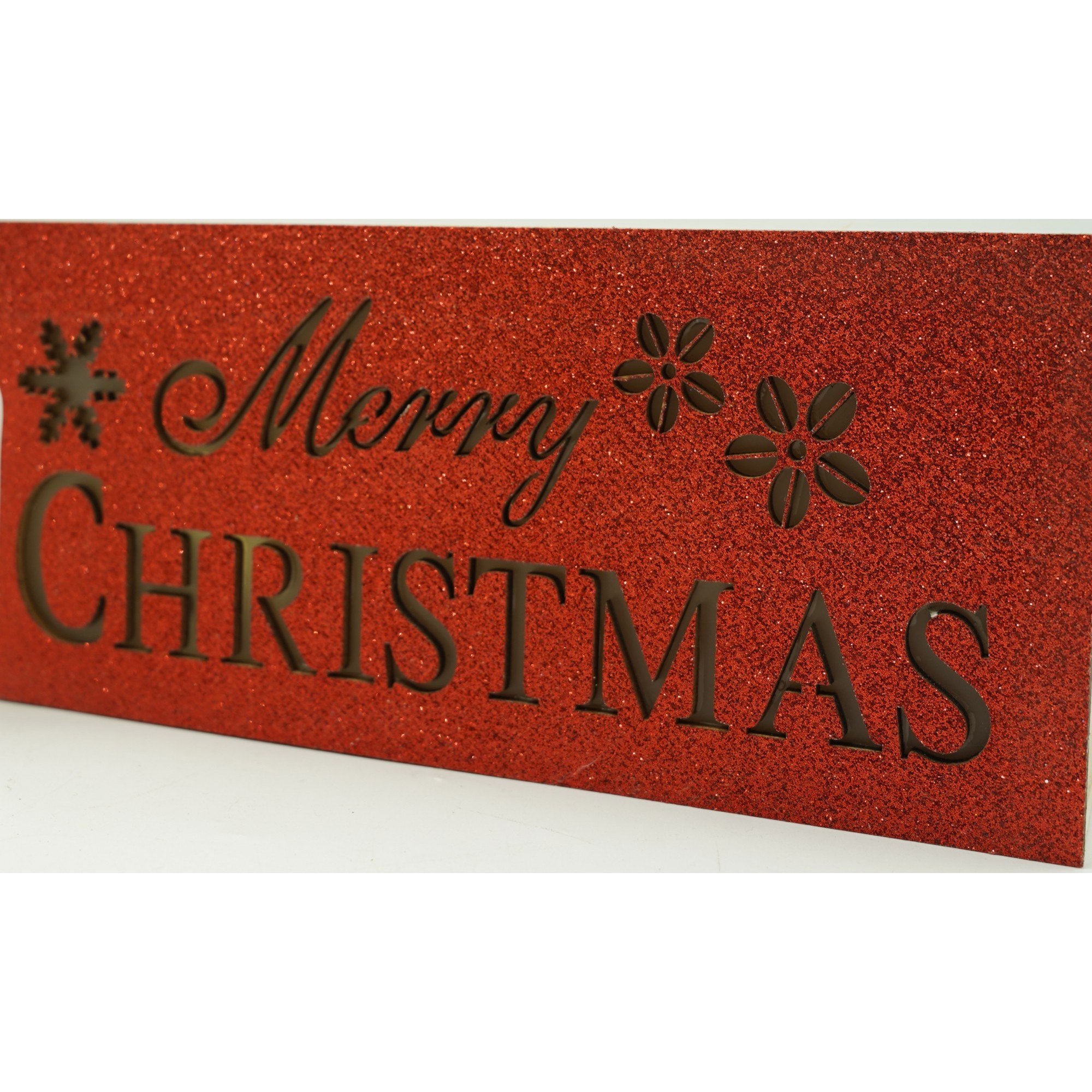 Decoratiune luminoasa, Flippy, Marry Christmas, rosu, lungime: 19 cm, latime: 9 cm, inaltime: 4 cm, lemn, interior/exterior
