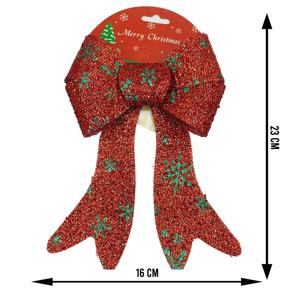 Funda pentru brad, Rosie, model de nea, cu sclipici, 16 x 23 cm, din poliester, Flippy