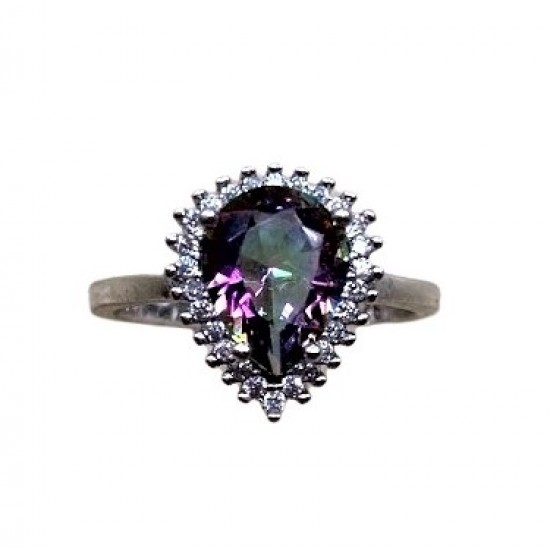 Inel Argint 925, Lacrima cu Topaz, M 51