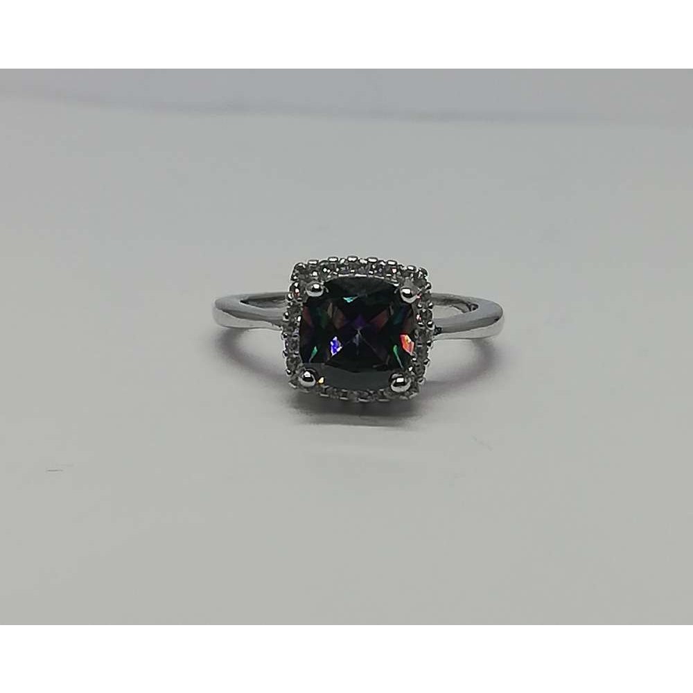Inel Argint 925 cu Topaz Mare Patrat M 56
