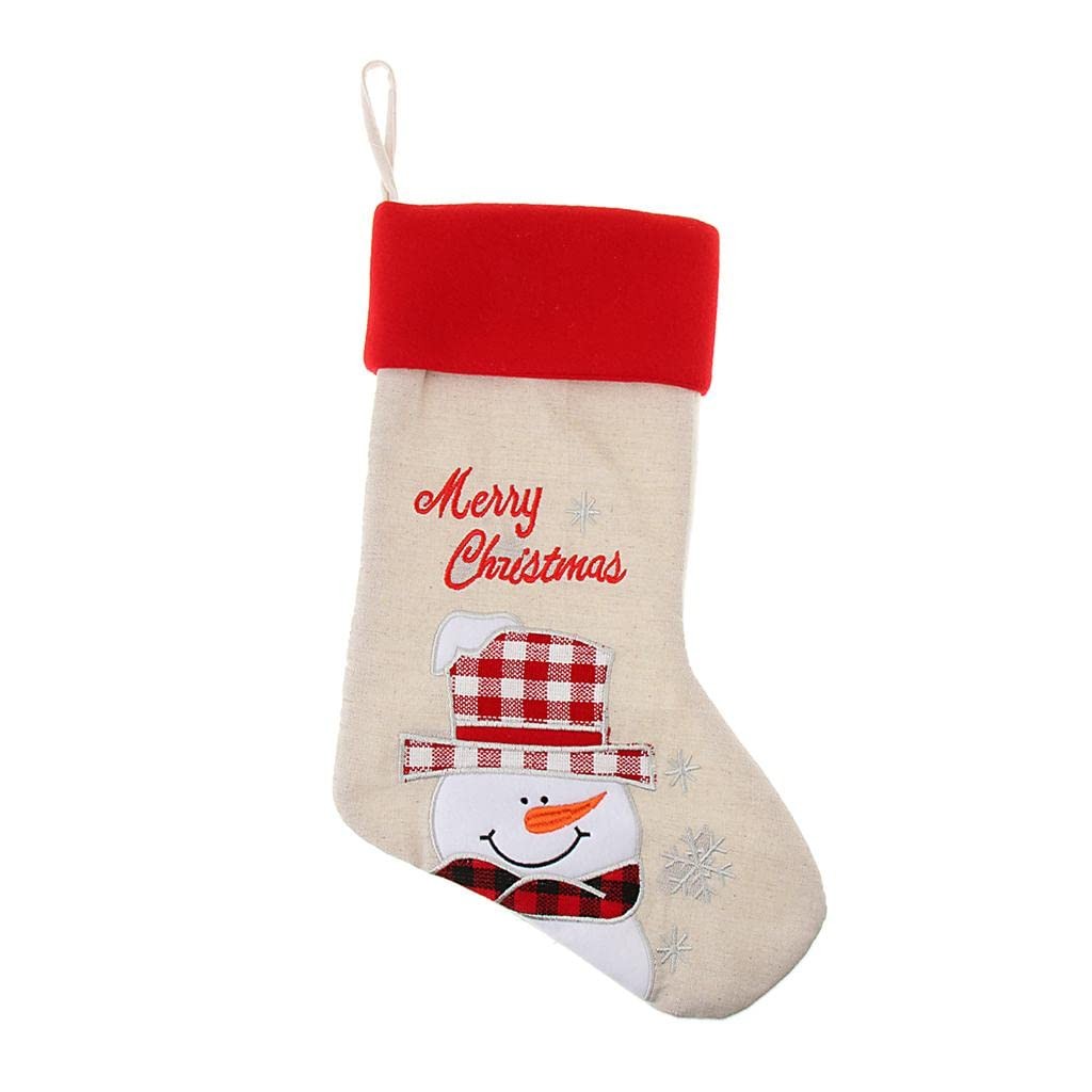 Ciorap Cadouri, Culoare Alba, Imprimeu Om de Zapada, Marimea 15x30 cm, Flippy