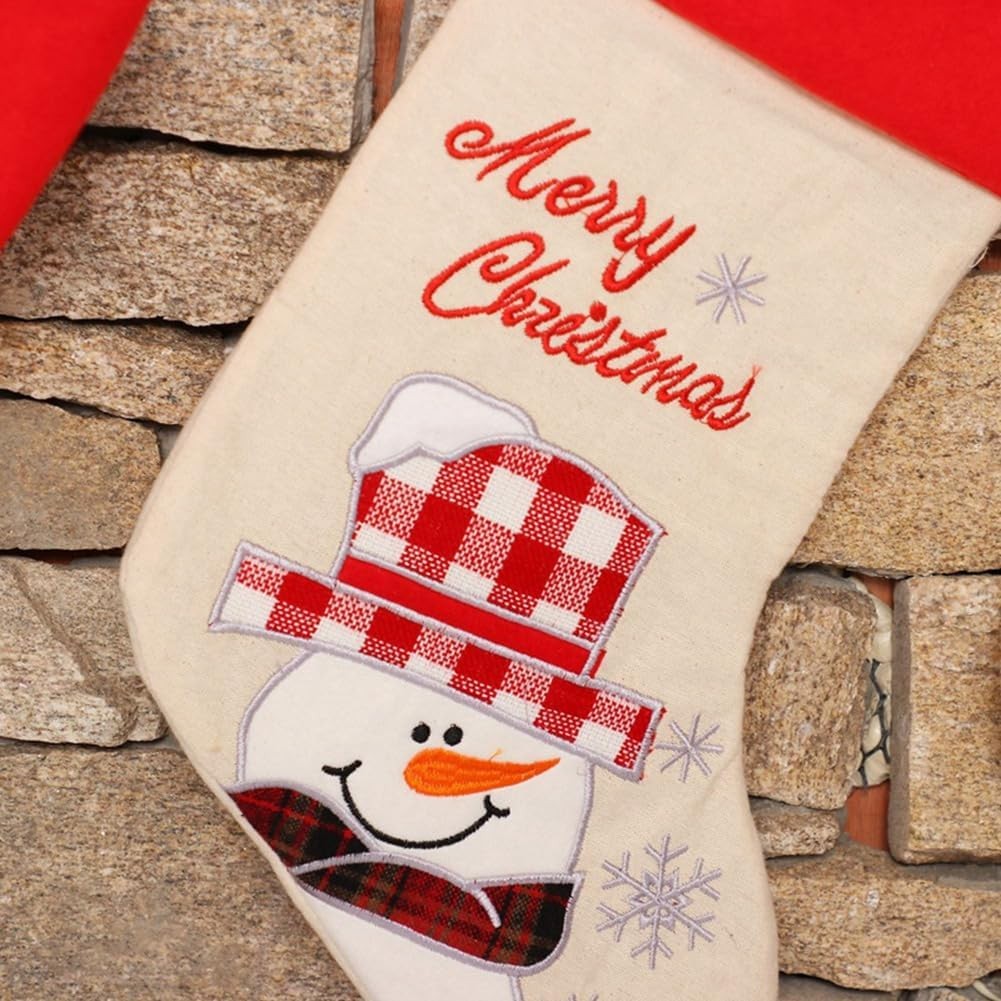 Ciorap Cadouri, Culoare Alba, Imprimeu Om de Zapada, Marimea 15x30 cm, Flippy