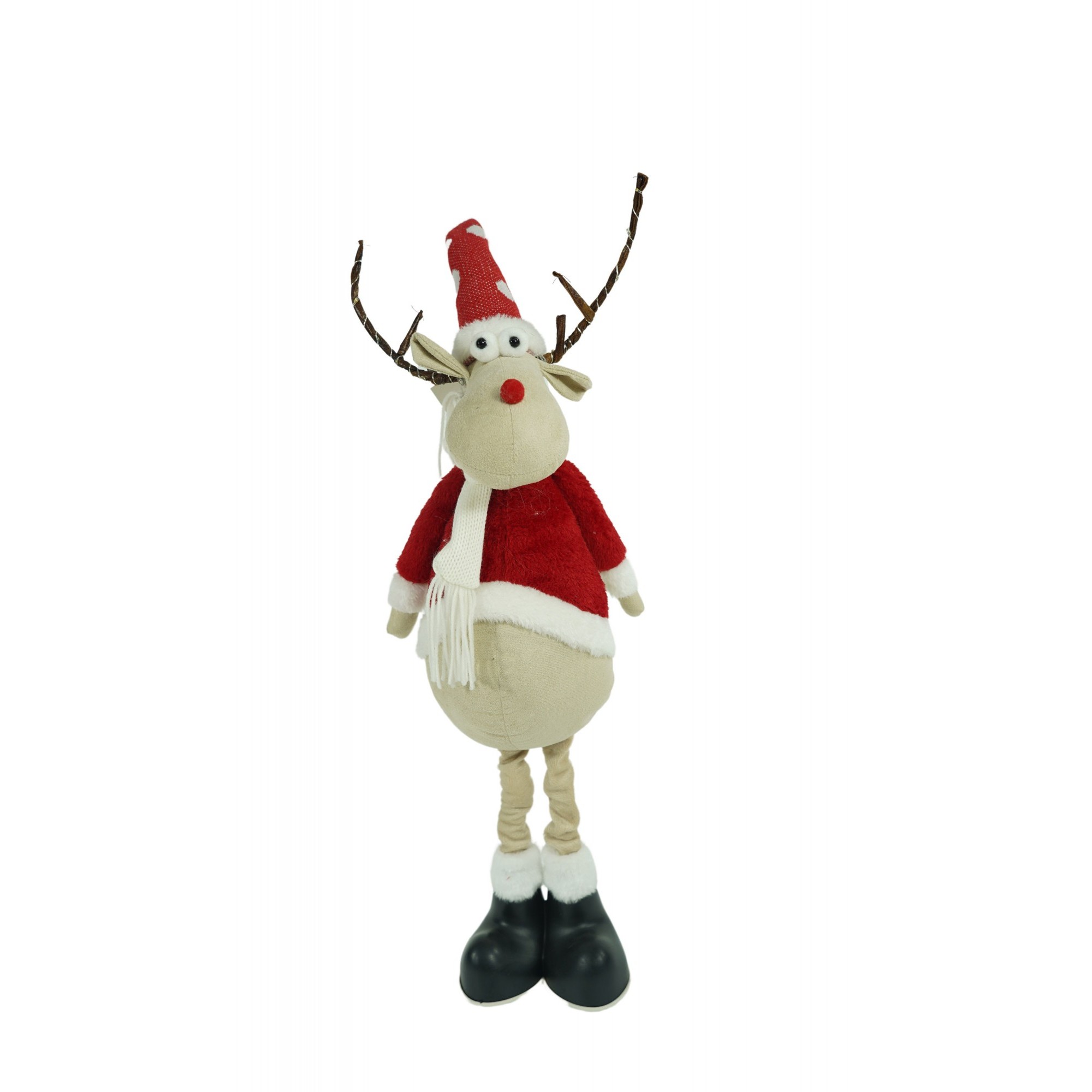 Ornament de Craciun ren, Flippy, rosu/alb, textil, 70 cm