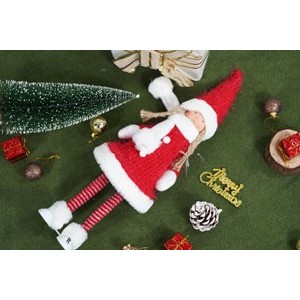 Ornament de Craciun papusa, Flippy, rosu/alb, textil, 52 cm