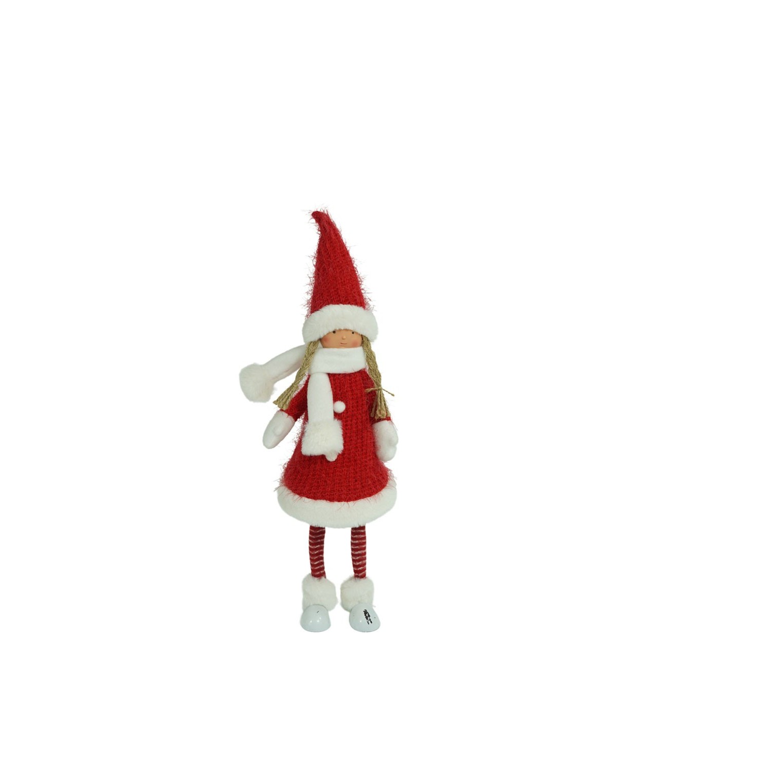 Ornament de Craciun papusa, Flippy, rosu/alb, textil, 52 cm