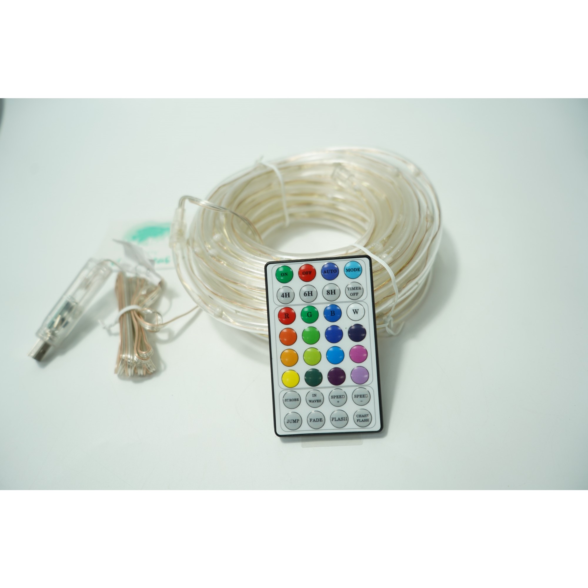 Instalatie de Craciun,10 metri,100 LED-uri,telecomanda 32 de functii,multicolor RGB,USB,tub luminos,interior/exterior,Flippy