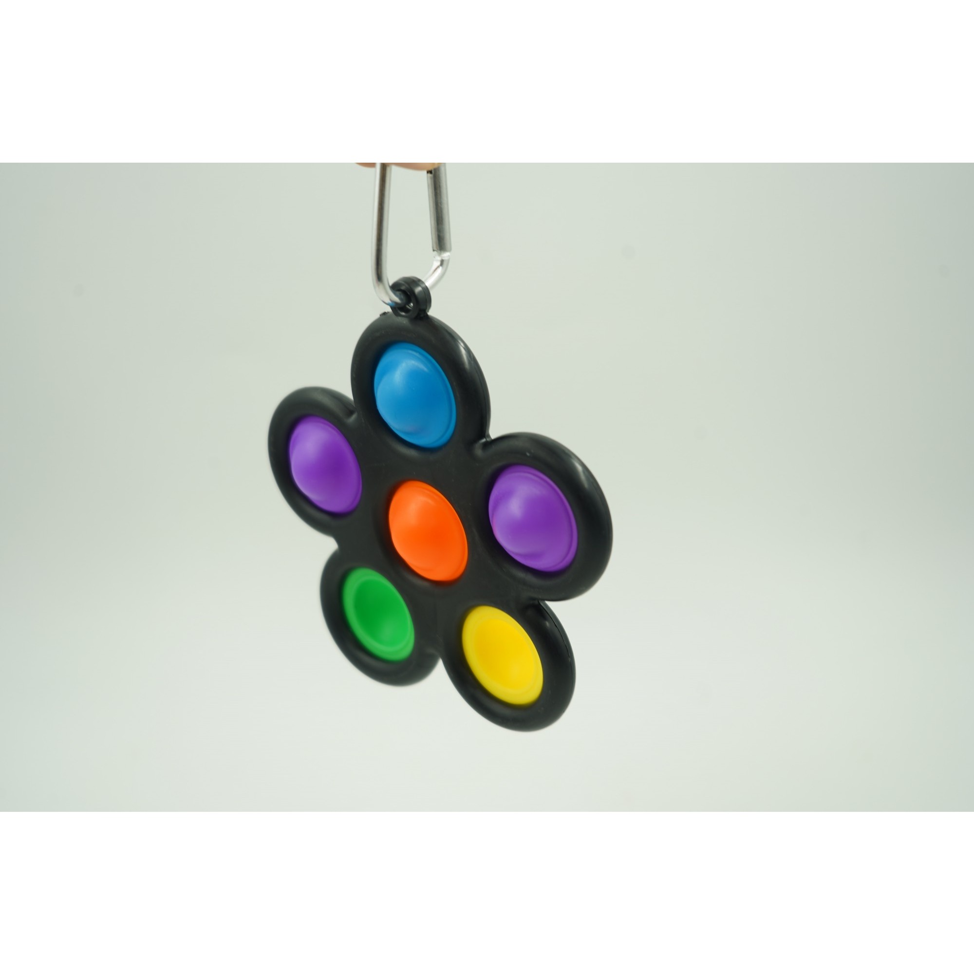 Jucarie Push Pop Bubble Fidget, Pop It, breloc antistres, Floare, Multicolor/Negru